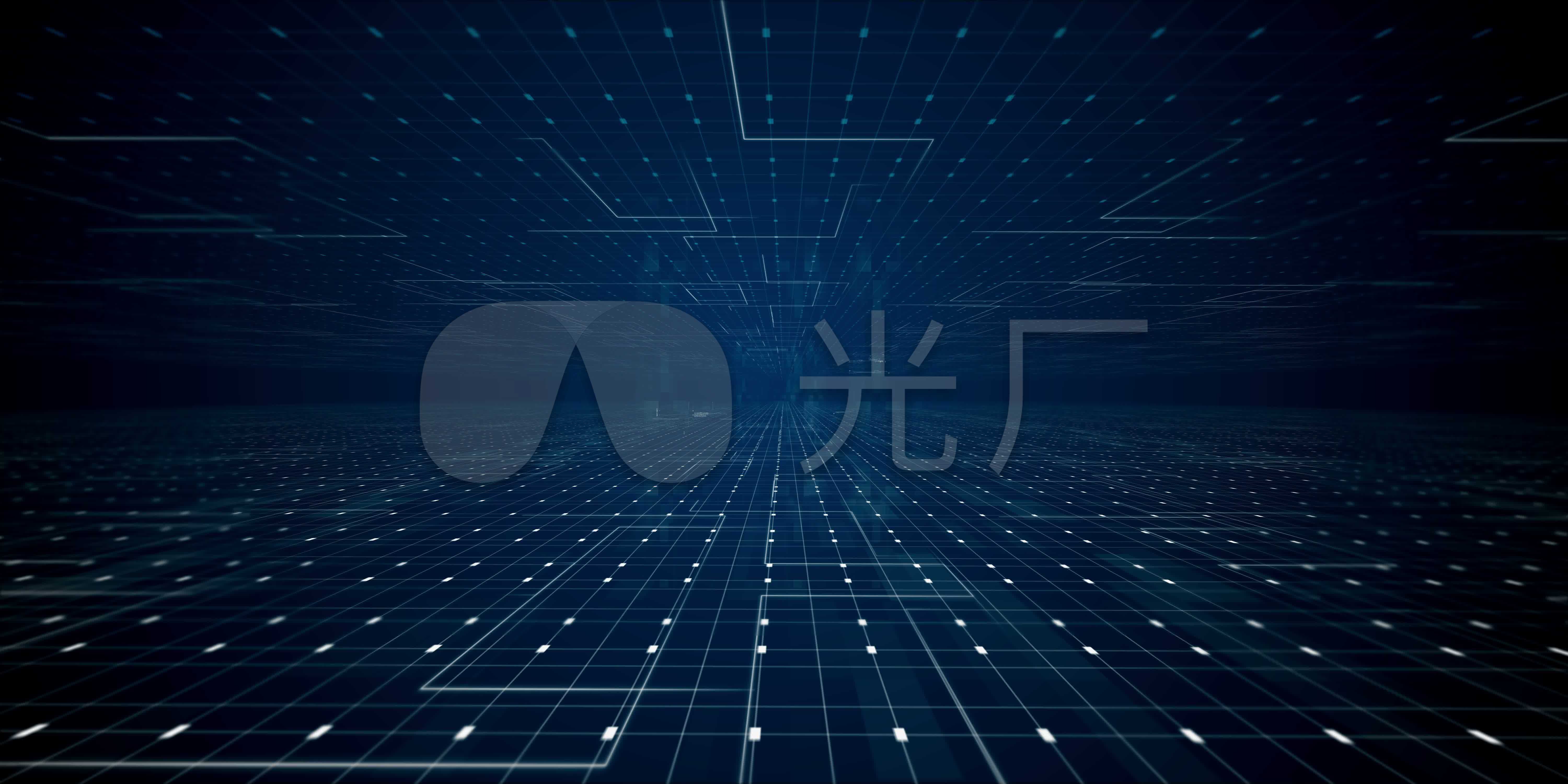 蓝色科技点线粒子光线数据背景视频素材_6000x3000.